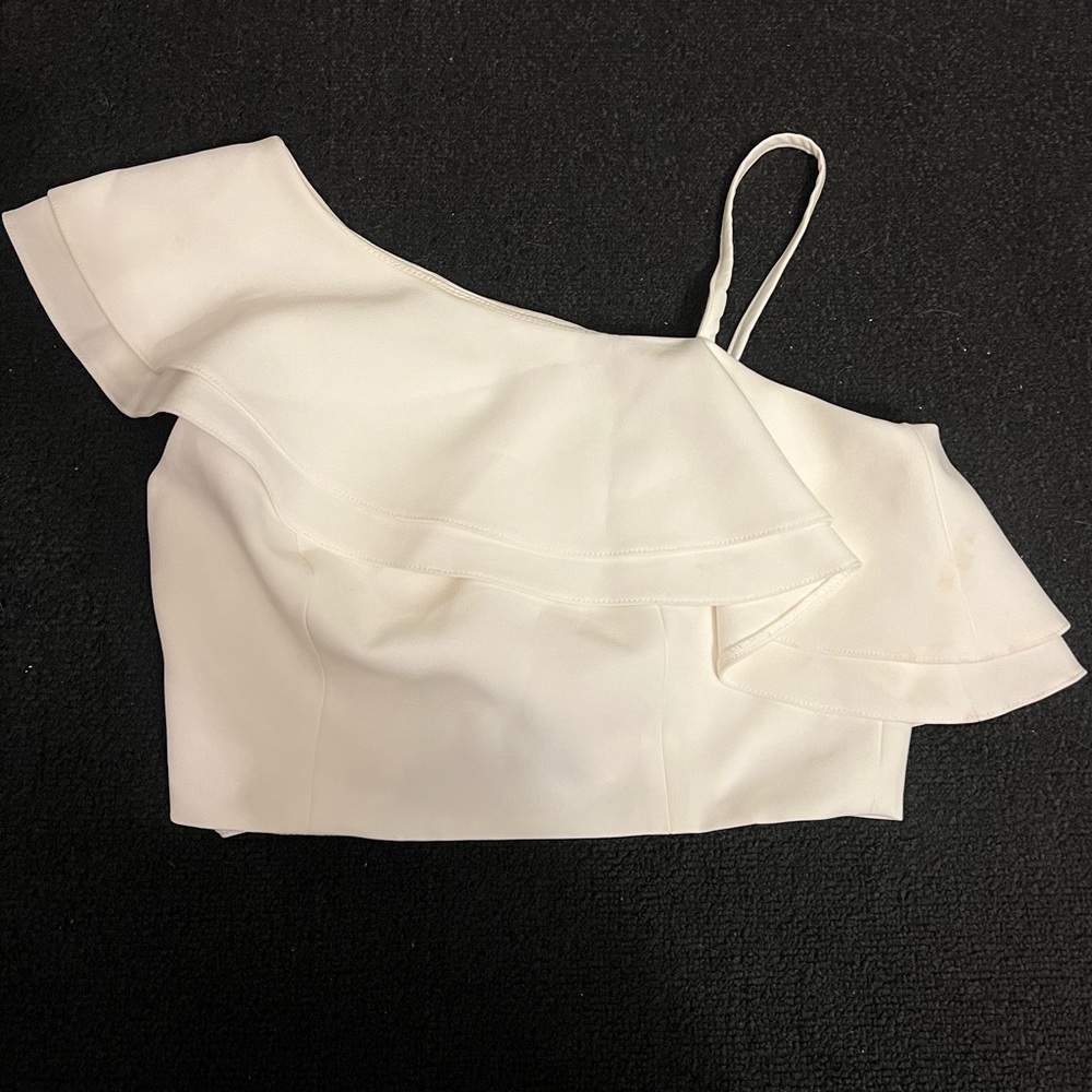 Topshop White cropped asymmetrical top